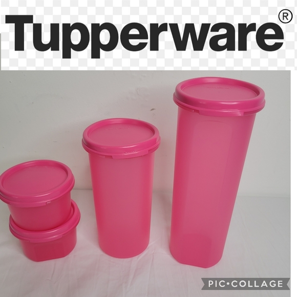 Tupperware Modular Mates Pink Round Set Of 4 Round Containers - Picture 1 of 9